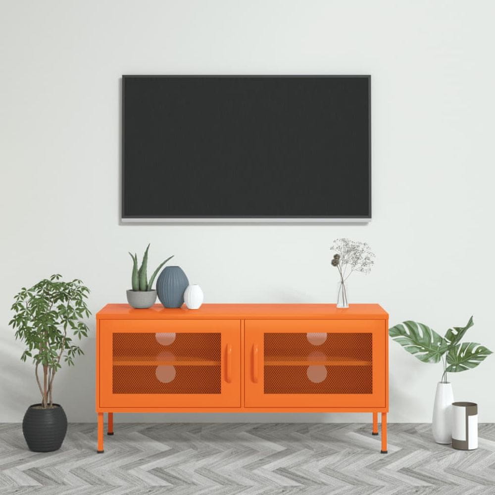 Vidaxl TV skrinka oranžová 105x35x50 cm oceľ